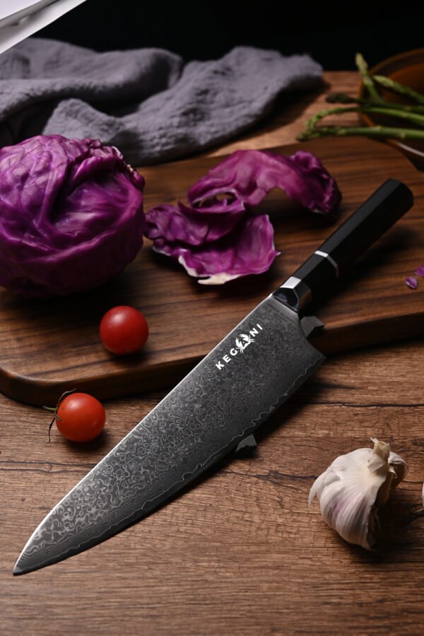 72-Layer Damascus Kiritsuke Chef Knife – VG-10 Core, Rosewood Handle & Samurai Edge | 8-inch Precision Blade - Image 4