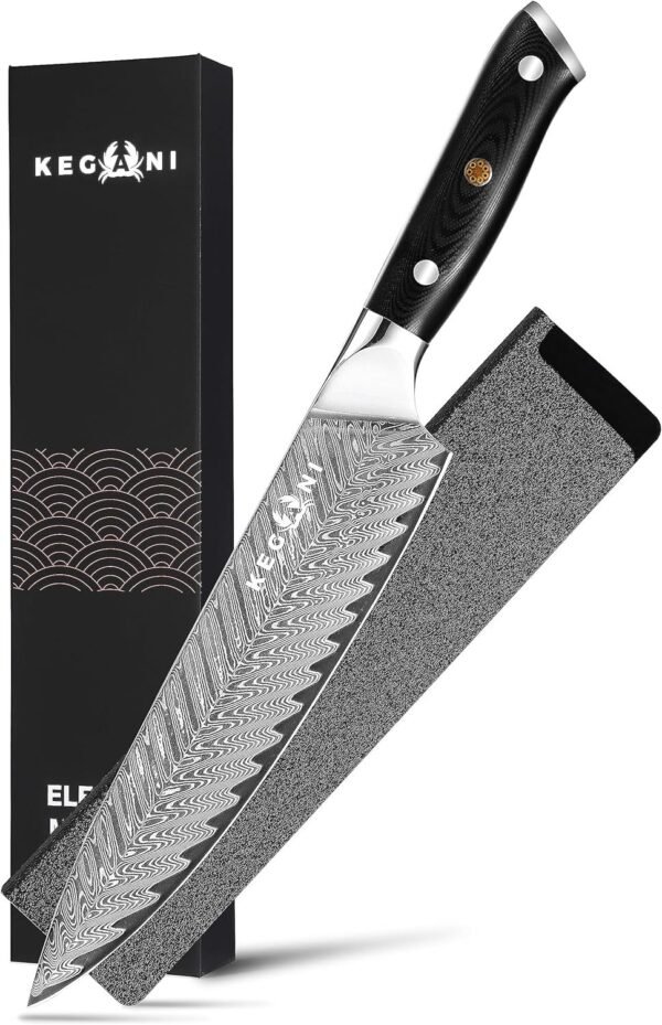 7-inch Kegani Meat Cleaver, Chef Knife & Bread Knife – 73-Layer Damascus Steel, AUS-10 Core & G10 Handle | Butcher-Grade Precision - Image 4