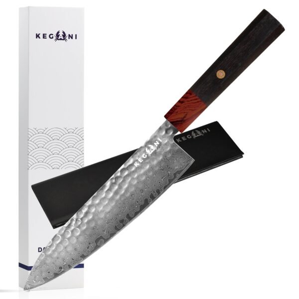 67-Layer Damascus Chef Knife – VG-10 Core, Rosewood Handle & Samurai Edge | Hand-Hammered Precision - Image 7