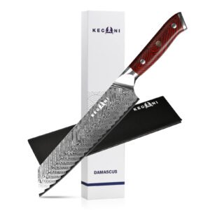 7-inch Kegani Meat Cleaver, Chef Knife & Bread Knife – 73-Layer Damascus Steel, AUS-10 Core & G10 Handle | Butcher-Grade Precision