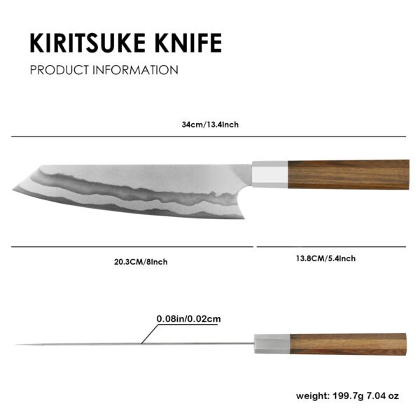 8-inch Kiritsuke Chef Knife – German 440C Steel, Honbazuke Edge & Ergonomic Grip | Samurai-Sharp Precision - Image 3