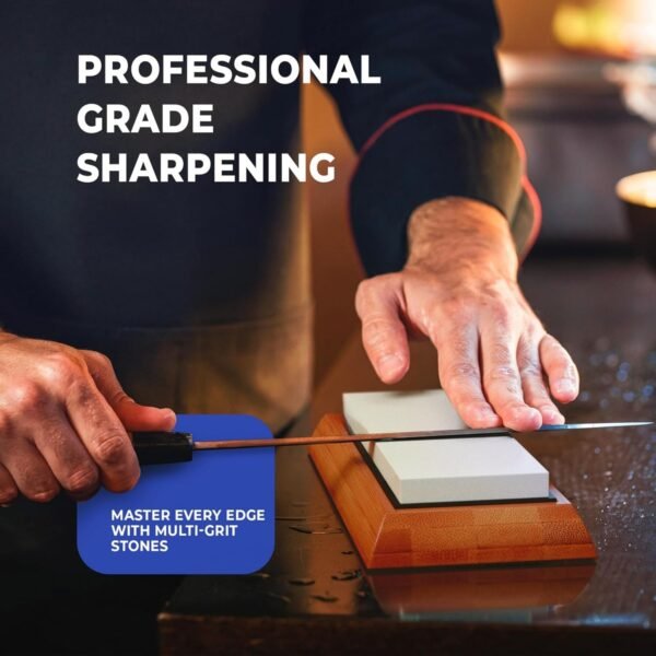 Premium Whetstone Sharpening Kit – 400/1000/6000 Grit Stones, Bamboo Base & Flattener | Lifetime Edge Mastery - Image 7